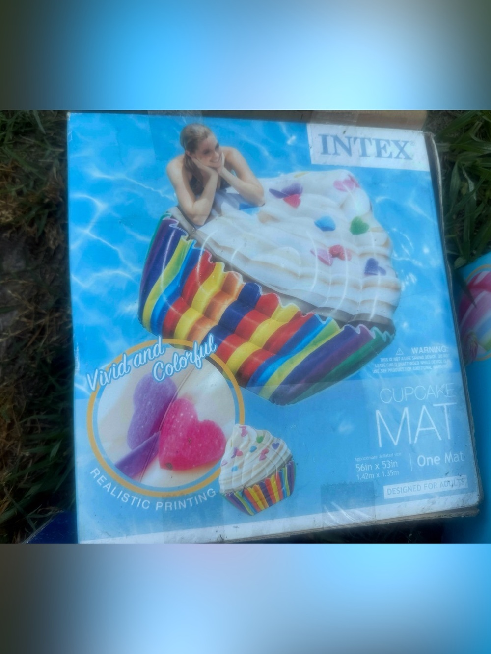 Intex Cupcake Pool Float Mat - White Frosting with Multicolor Base
